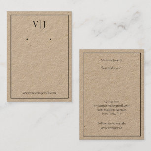 2 Letter Monogram Jewellery Earrings Display Card
