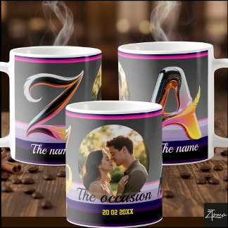 2 letters, 2 names, an occasion, a picture & Date Coffee Mug