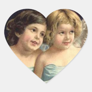 2 Little Angels Draped in Blue Heart Sticker