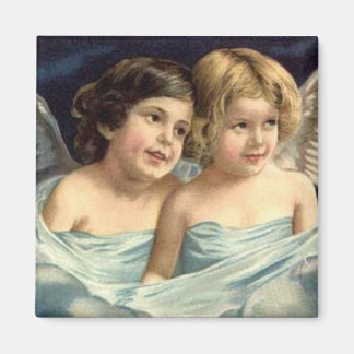 2 Little Angels Draped in Blue - Magnet