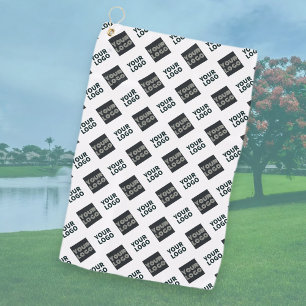 2 Logo's Diagonal Repeating Logo White Golf Towel