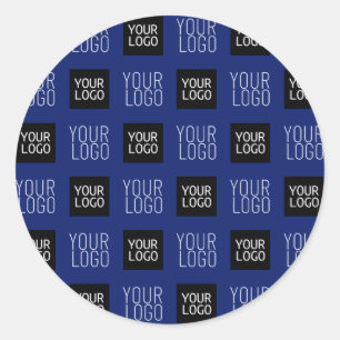 2 Logo's Simple Repeating Logo   Navy Blue Classic Round Sticker