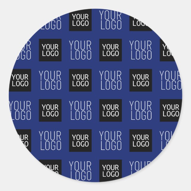 2 Logo's Simple Repeating Logo | Navy Blue Classic Round Sticker (Front)