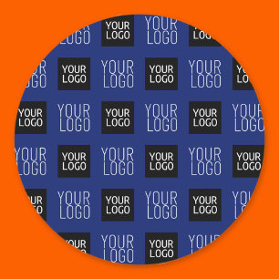 2 Logo's Simple Repeating Logo Navy Blue Classic Round Sticker