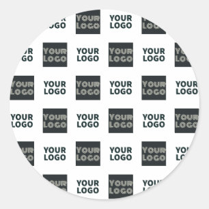 2 Logo's Simple Repeating Logo   White Classic Round Sticker