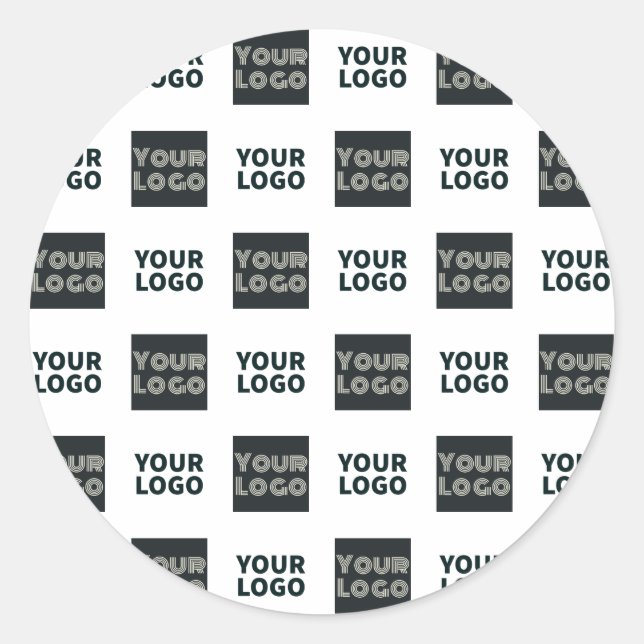 2 Logo's Simple Repeating Logo | White Classic Round Sticker (Front)