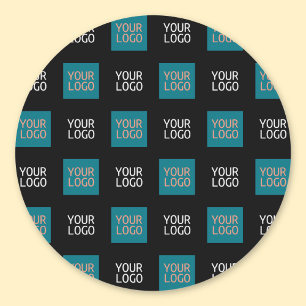 2 Logo's Simple Repeating Logo White Classic Round Sticker