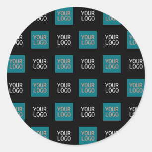 2 Logo's Simple Repeating Logo   White Classic Round Sticker