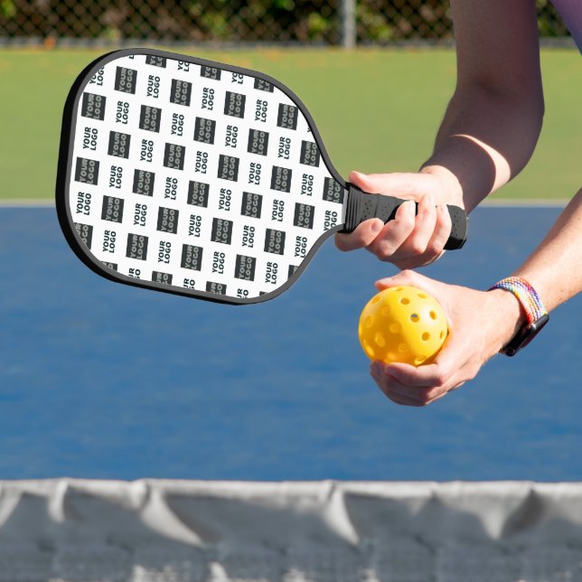 2 Logo's Simple Repeating Logo | White Pickleball Paddle (Insitu)