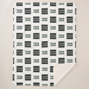 2 Logo's Simple Repeating Logo   White Sherpa Blanket
