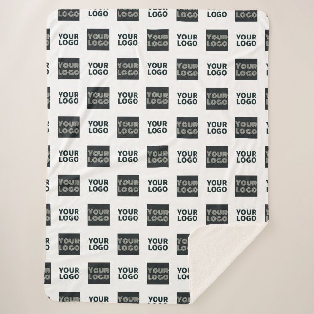2 Logo's Simple Repeating Logo | White Sherpa Blanket (Front)