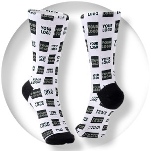 2 Logo's Simple Repeating Logo White Socks