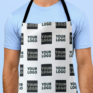 2 Logos Simple Repeating Logos White Apron