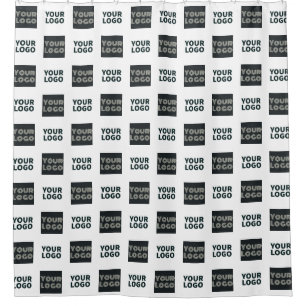 2 Logos Simple Repeating Logos White Shower Curtain