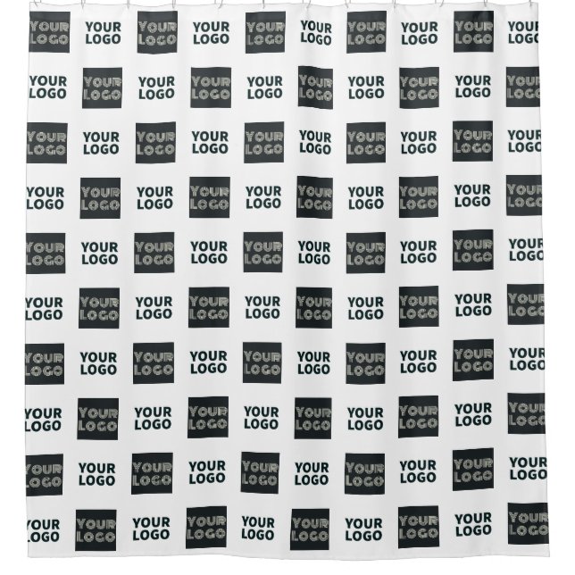 2 Logos Simple Repeating Logos | White Shower Curtain (Front)