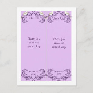 2 Love Birds Purple/Lavender Wedding Bookmarks Postcard