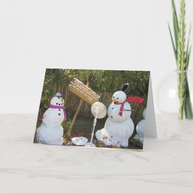 2 Melting Snowmen - Funny Florida Christmas Card (Front)
