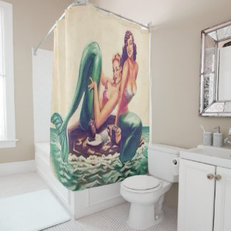 2 mermaids shower curtain