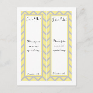 2 Modern Chevron Yellow/Grey Wedding Bookmarks Postcard