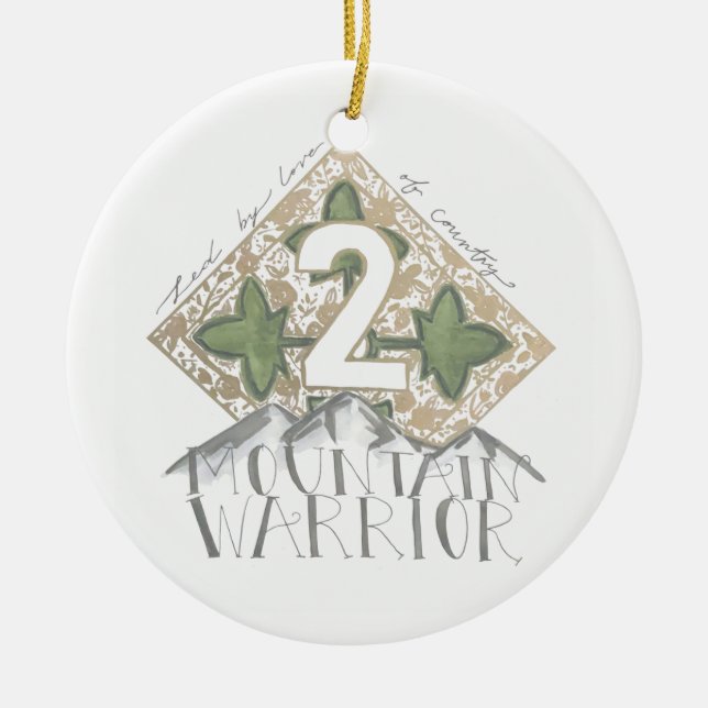 2 Mountain Warrior Post-Its Ceramic Tree Decoration (Front)