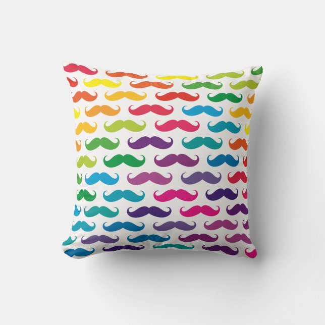 #2 Multicolored Moustache Patterned Throw Pillows (Front)