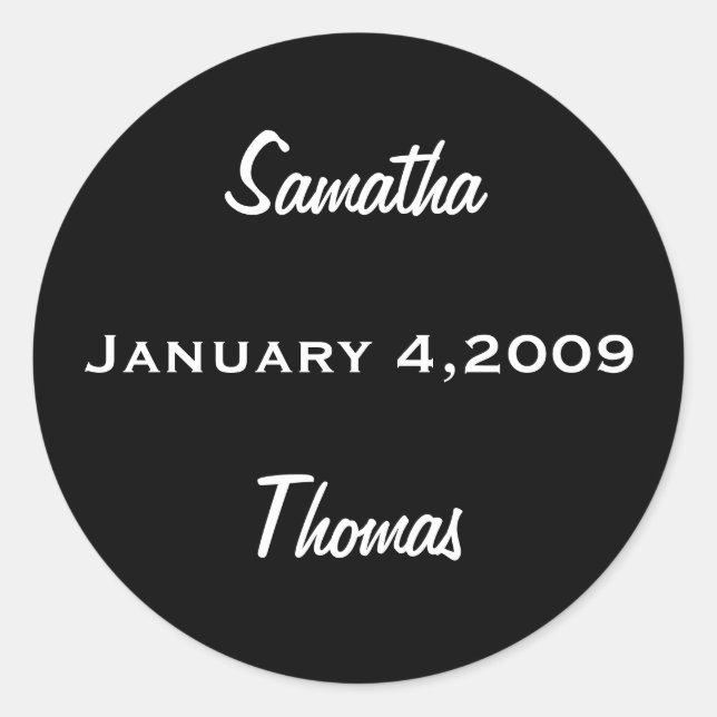 2 Names with Date Black White Sticker (Front)
