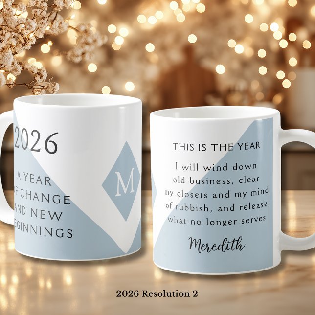 2. New Year Resolution for 2026 Year of Change  Coffee Mug (2026 Year of Change and New Beginnings Dusty Blue Resolution 2 Coffee Mug)