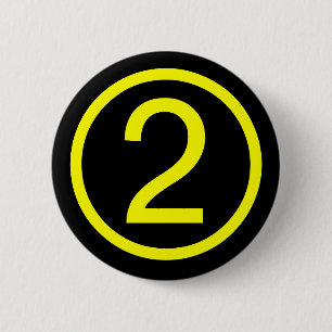 2 - number two 6 cm round badge