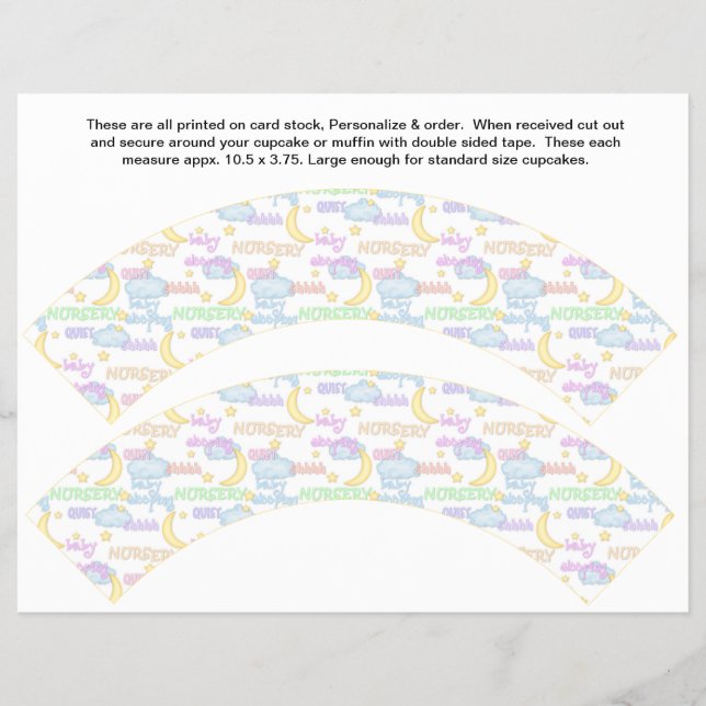 2 Nursery Baby Personalised Cupcake Wrappers (Front)