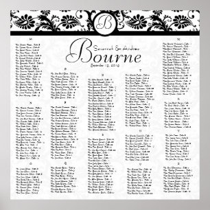 #2 of 2 Black White Damask Reception Seating Chart
