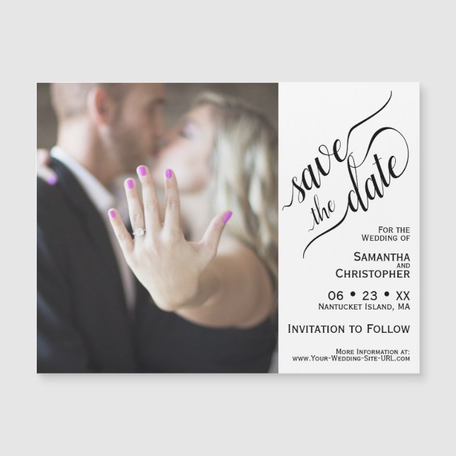 2 Pane Photo Wedding Save the Date Magnetic Card (Front)