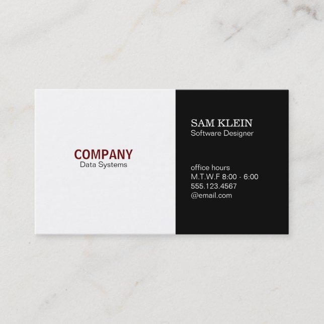 2 Panel Black Business Card (Front)