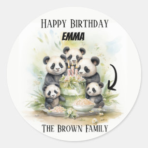 2 Parents 3 Kids - Watercolor Family Birthday   Classic Round Sticker