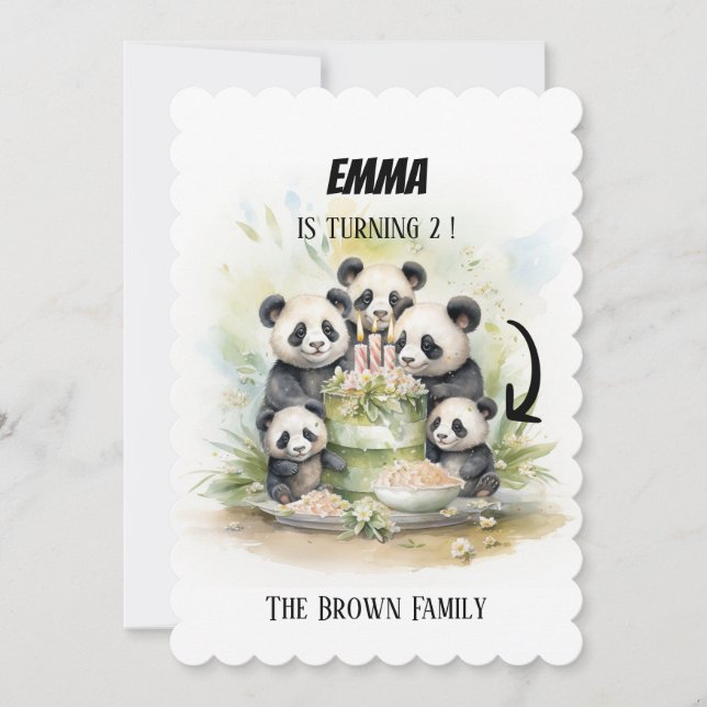2 Parents 3 Kids - Watercolor Family Birthday   Invitation (Front)