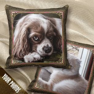 2 Pet Photo Keepsake, Gold/Purple Vintage Frame - Cushion