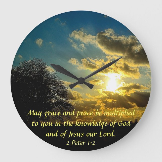 2 Peter 1:2 sunrise bible verse clock (Front)