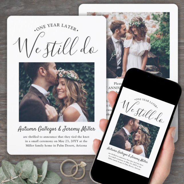 2 Photo 1st Anniversary Party We Still Do Wedding Invitation (Creator Uploaded)