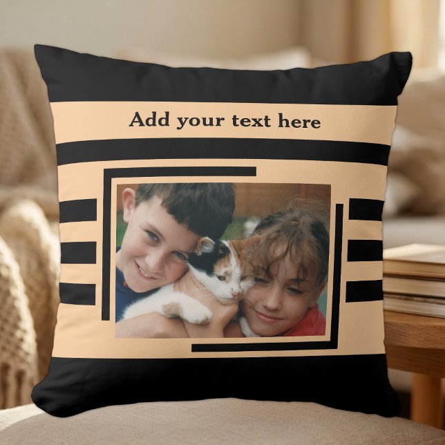 2 photo add text black peach cushion (Creator Uploaded)