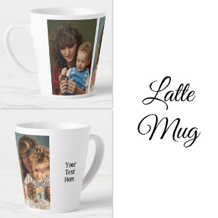 2 photo add text white black latte mug