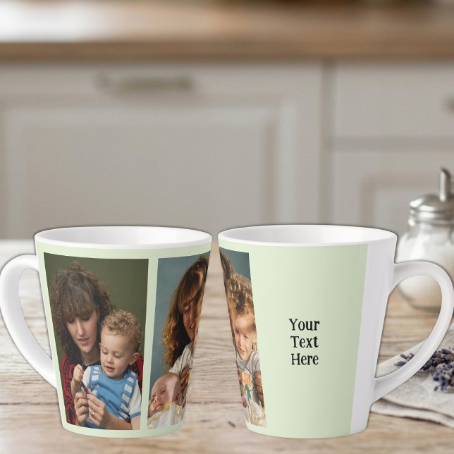 2 photo add text white green latte mug (Creator Uploaded)