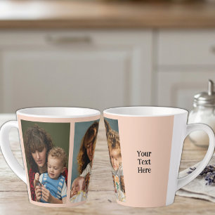 2 photo add text white peach latte mug