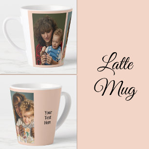 2 photo add text white peach latte mug