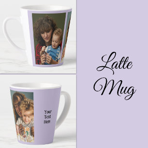 2 photo add text white purple latte mug