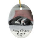 2 Photo Any Text Meowy Christmas Cat Simple White