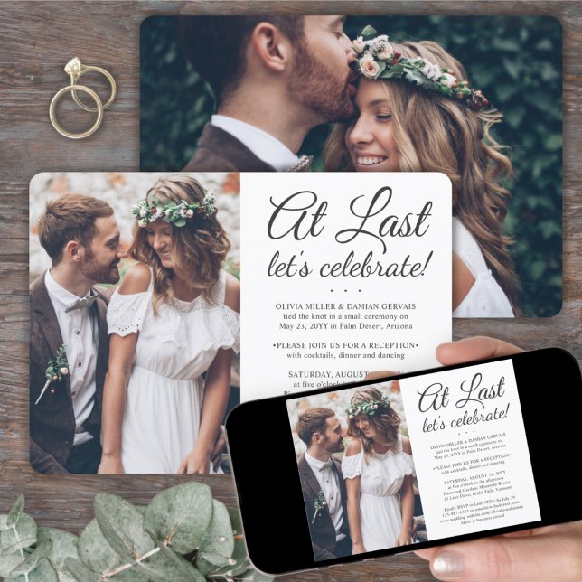 2 Photo At Last Marriage Celebration Wedding Invitation (Creator Uploaded)