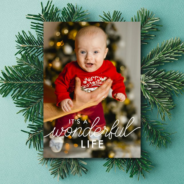 2 Photo Baby Announcement Wonderful Life Christmas (Creator Uploaded)