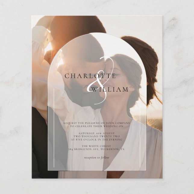 2 Photo Budget Modern Elegant Wedding Invitation (Front)