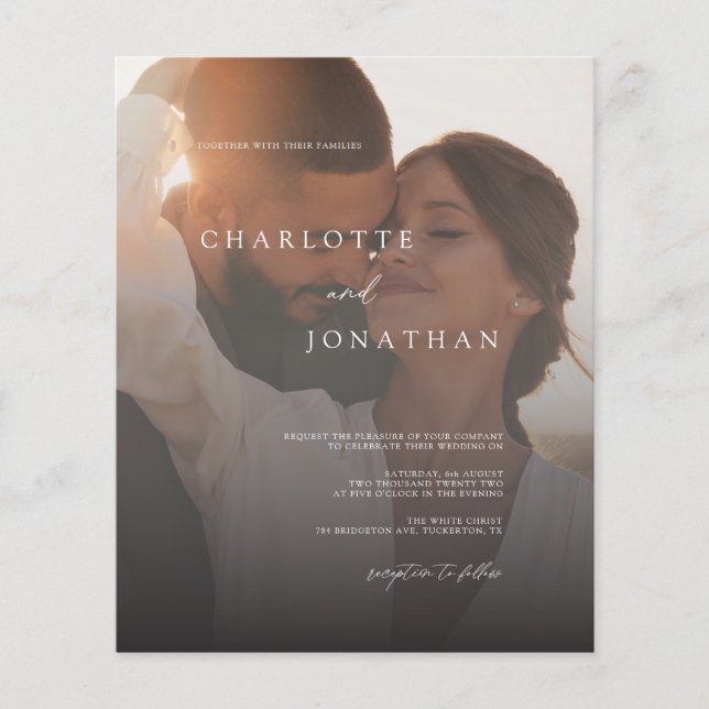 2 Photo Budget Simple Modern Wedding Invitation (Front)