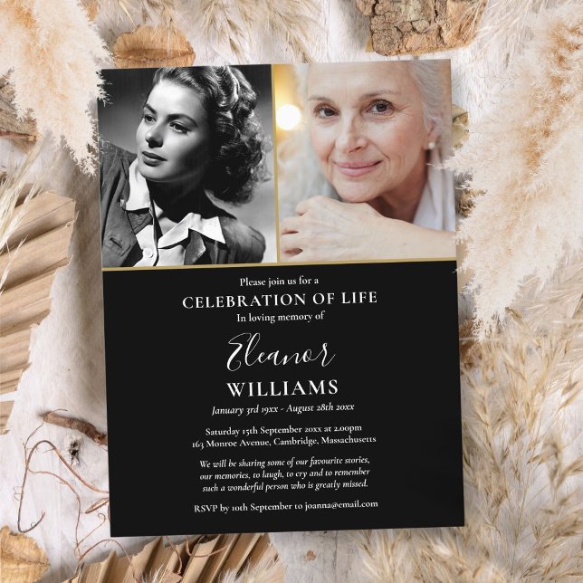 2 Photo Celebration of Life Funeral Invitation (2 Photo Celebration of Life Funeral Invitation)