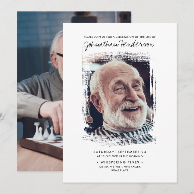 2-Photo Celebration of Life/Funeral/Memorial Invitation (Front/Back)